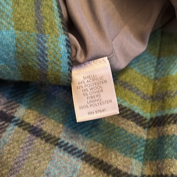 J. Jill Green and Blue Wrap Pencil Skirt - size 2P- fringe - wool blend - Picture 3 of 5